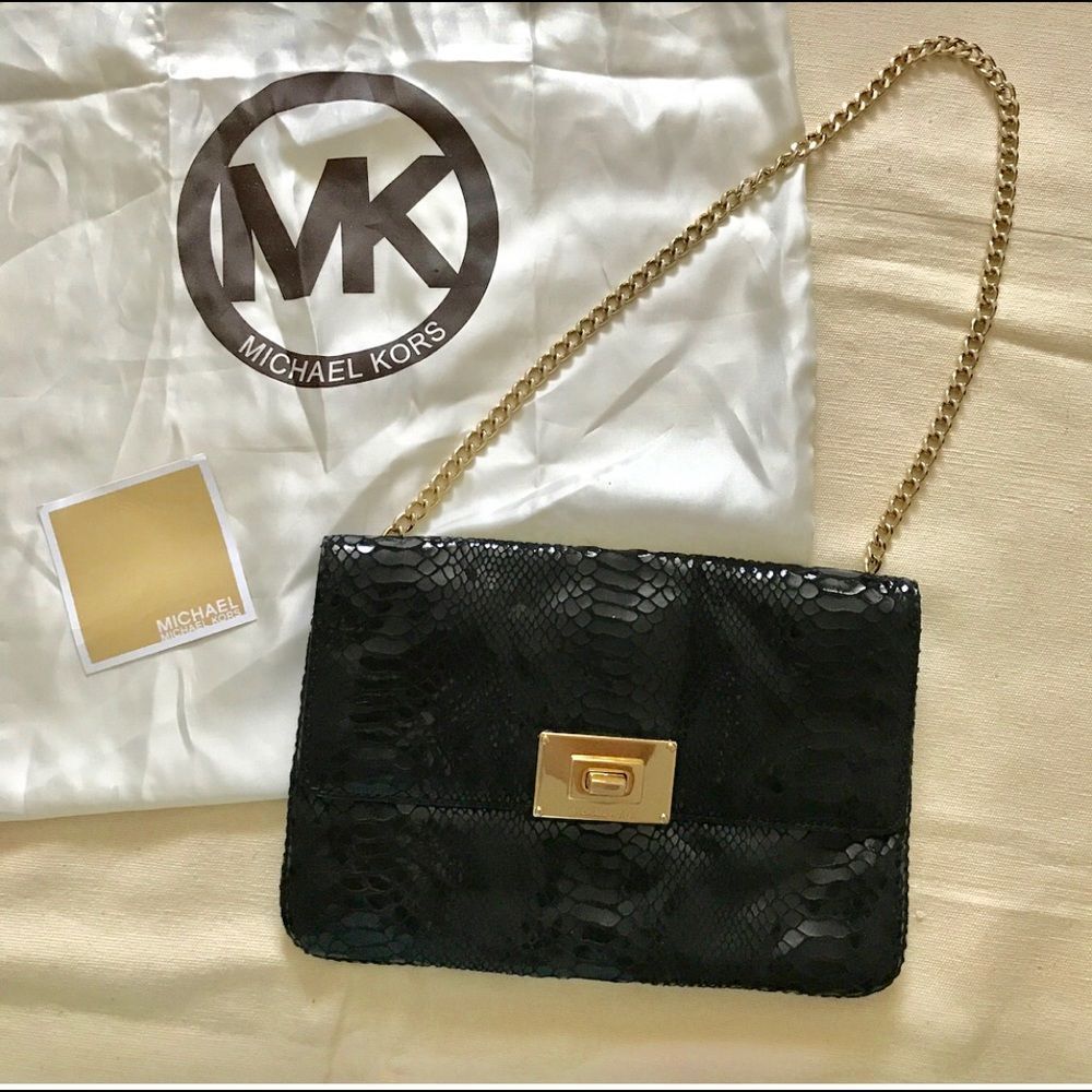 [Michael Kors]🌟Host Pick 🌟 Black Snake Skin Clutch